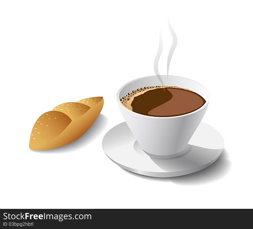 Morning cup of fragrant coffee and cakel is shown in the picture. Morning cup of fragrant coffee and cakel is shown in the picture.