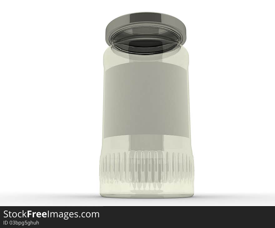 An empty glass jar with metal lid on a white background №3. An empty glass jar with metal lid on a white background №3