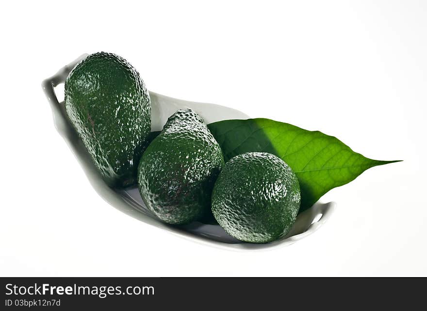 Avocado on a porcelain dish