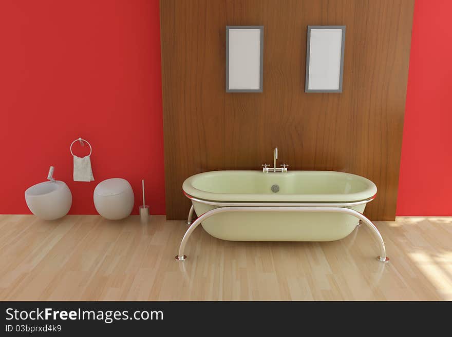 The 3d rendering indoor toilet. The 3d rendering indoor toilet