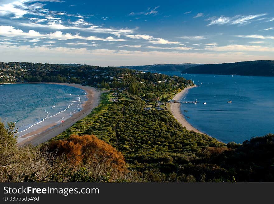 Sea with double beach in the natural green. Sea with double beach in the natural green