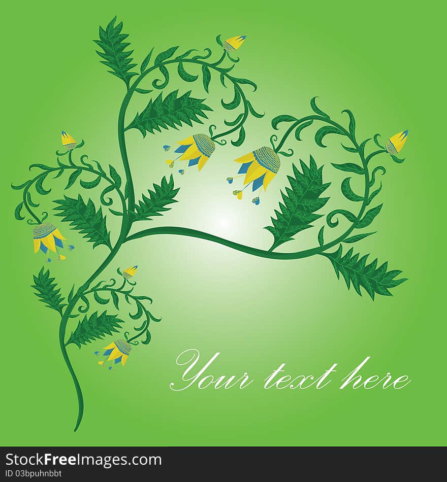 Flower Heart Card With Green Background