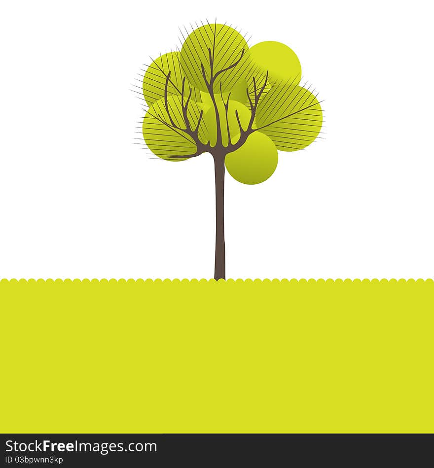 Abstract background with green tree.