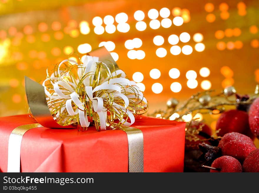 X'mas gift with gold background