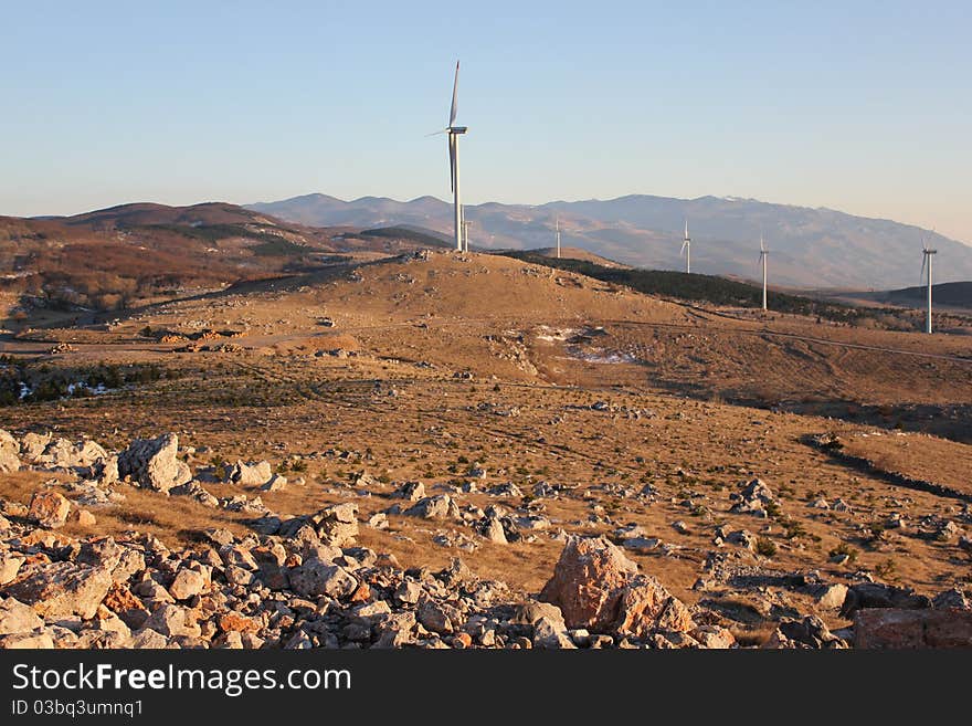 Windmill on the mountain in Croatia