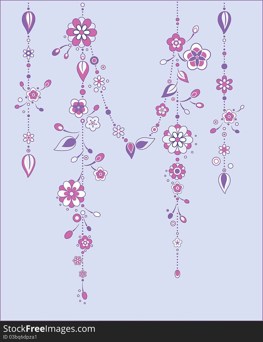 Vector Illustration of Decorative Wind Chimes with floral ornament design