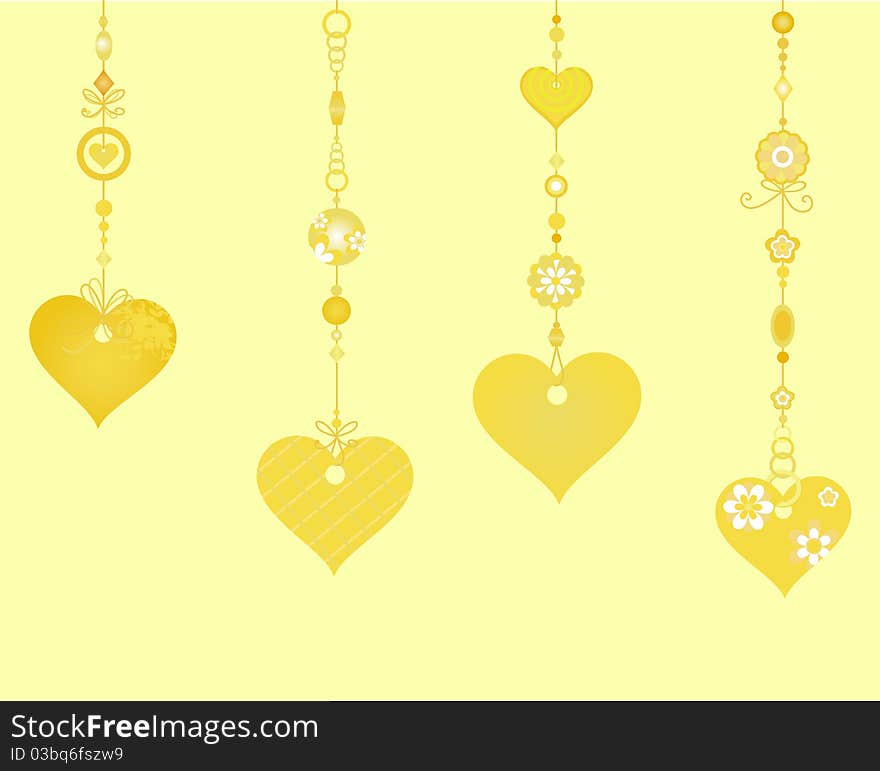 Vector Illustration of Decorative Wind Chimes with fanky heart shapes design