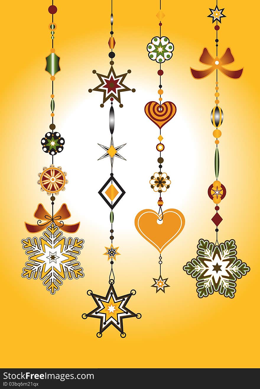 Vector Illustration of Decorative Wind Chimes with fanky snowflake shapes design