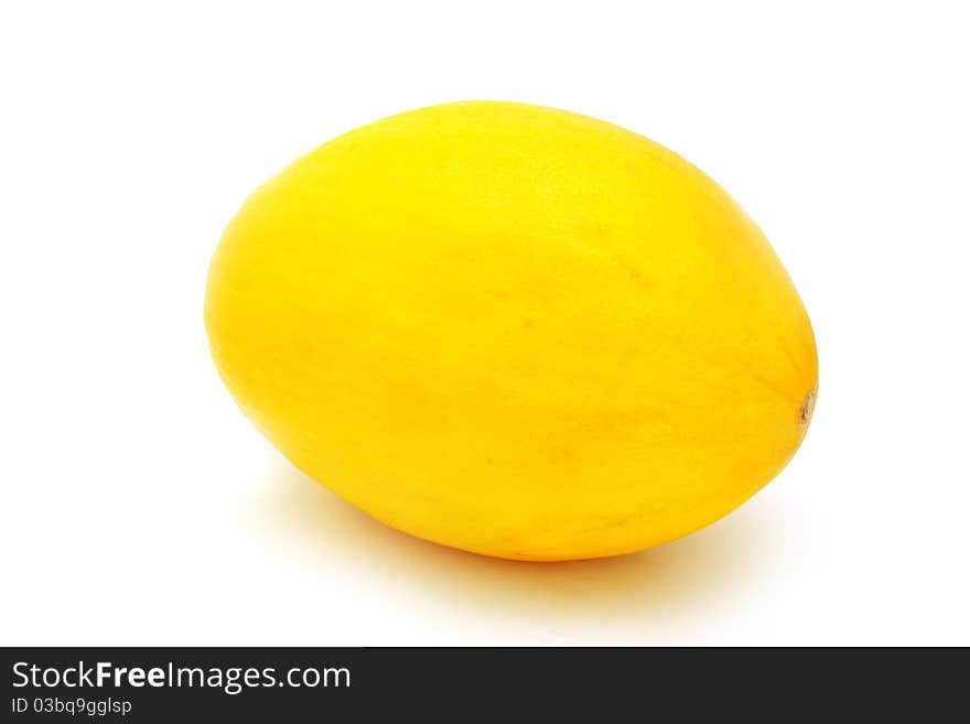 Fresh yellow melon isolated on white background