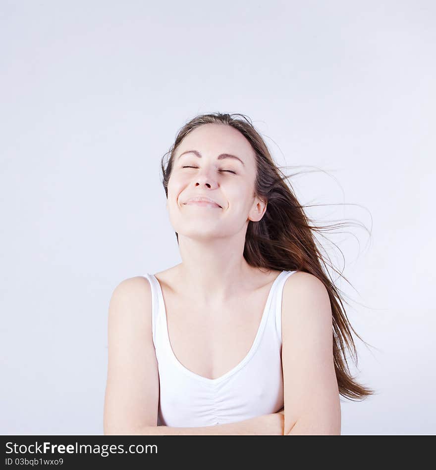 Young beautiful health woman  with flyaway hair. Young beautiful health woman  with flyaway hair