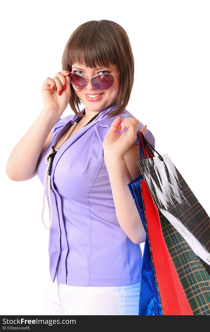 Woman Is Glasses With Bags