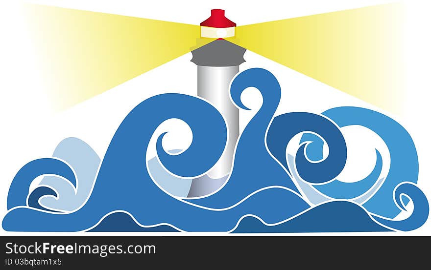 Lighthouse in stormy seas