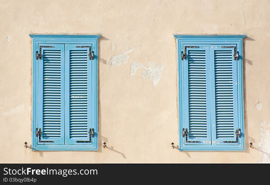 Vintage style windows in the old city of Acre in Israel. Vintage style windows in the old city of Acre in Israel