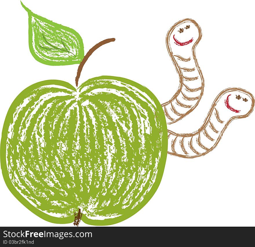 Apple And Funny Worms