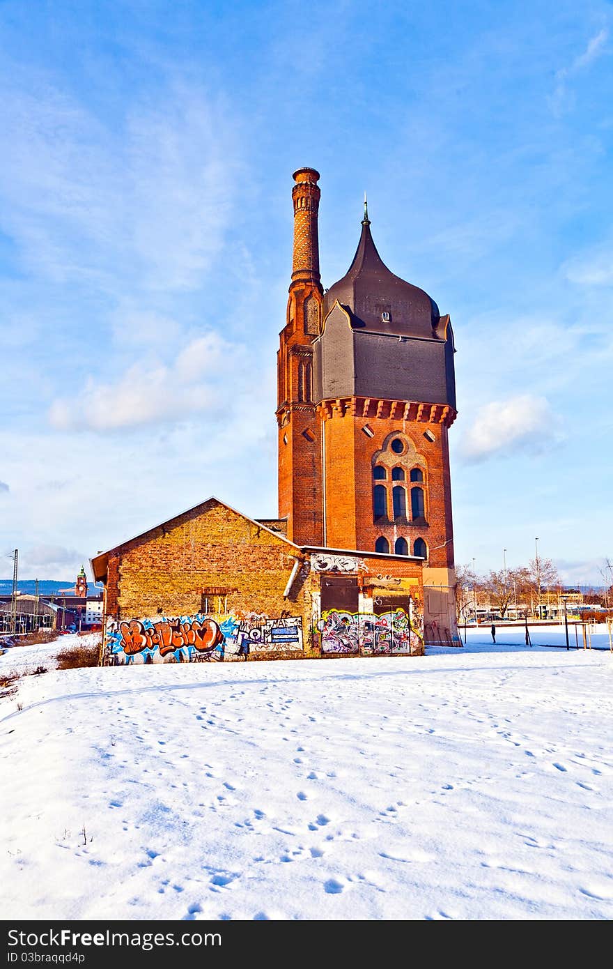 Old historic watertower in Wiesbaden