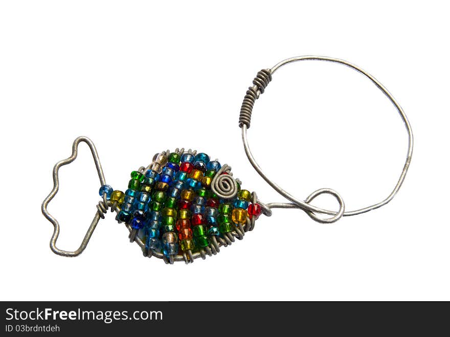 Small ornamental fish made from wire and colourful beads. Small ornamental fish made from wire and colourful beads.