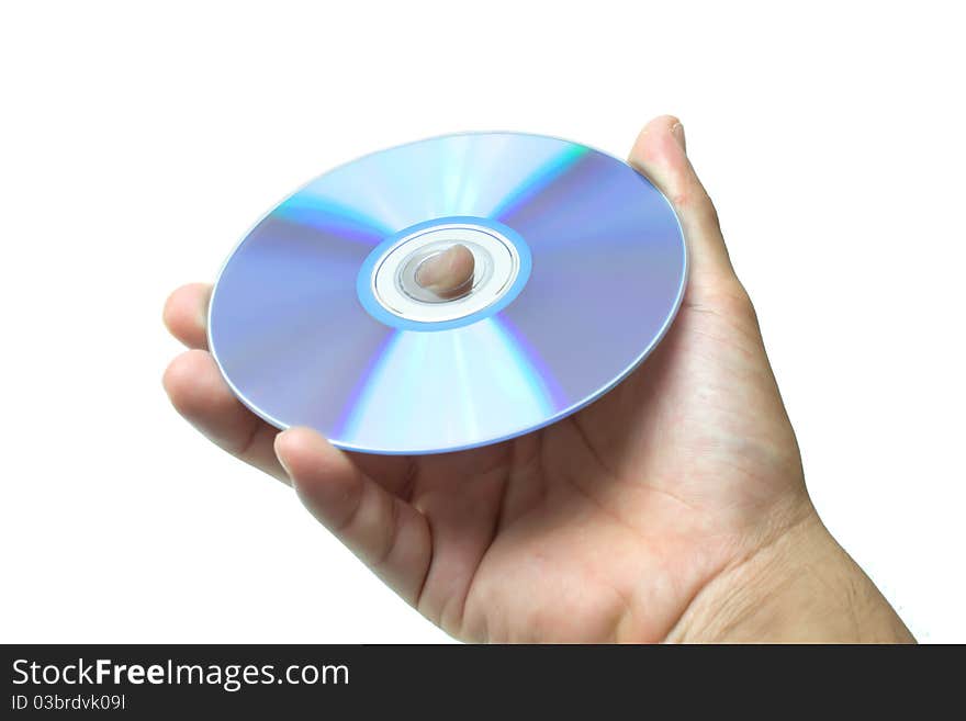 Hand holding the digital Video Disc.