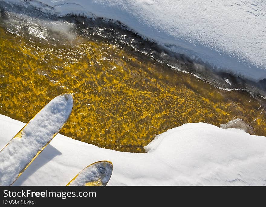 Water barrier to ski outing. Water barrier to ski outing