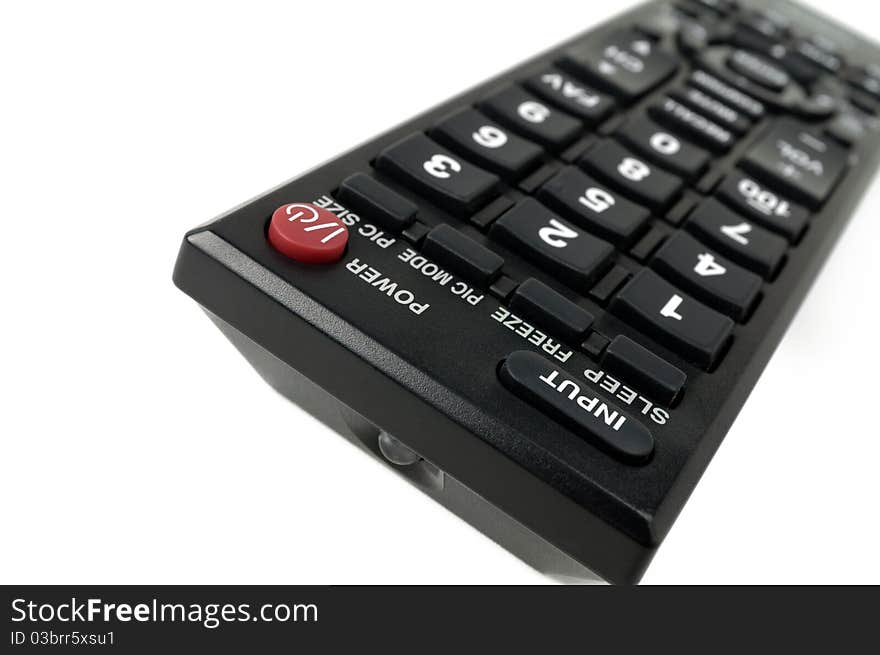 Isolated modern remote control with red power button