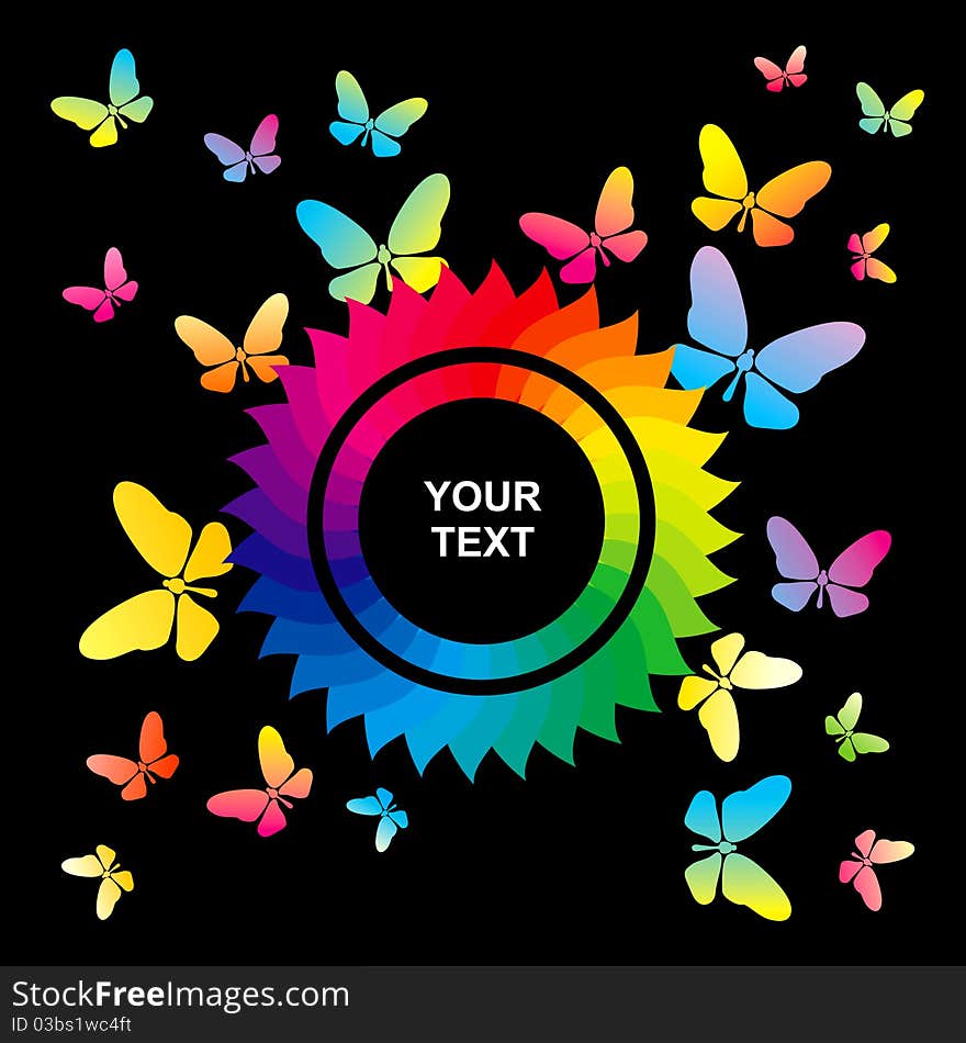 Abstract bright background with flower and butterflies. Abstract bright background with flower and butterflies