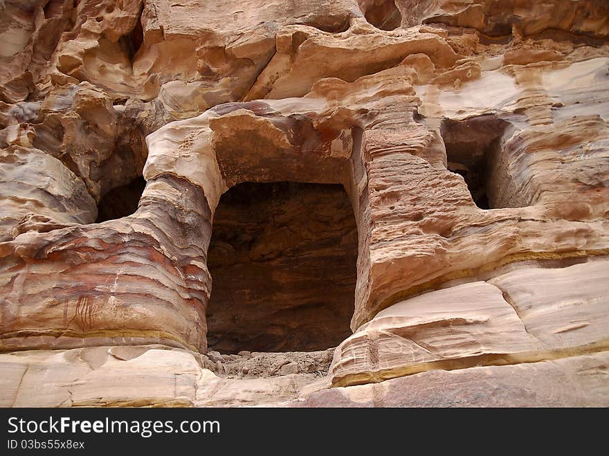 One of the many houses in the rock at Petra, Jordan. One of the many houses in the rock at Petra, Jordan