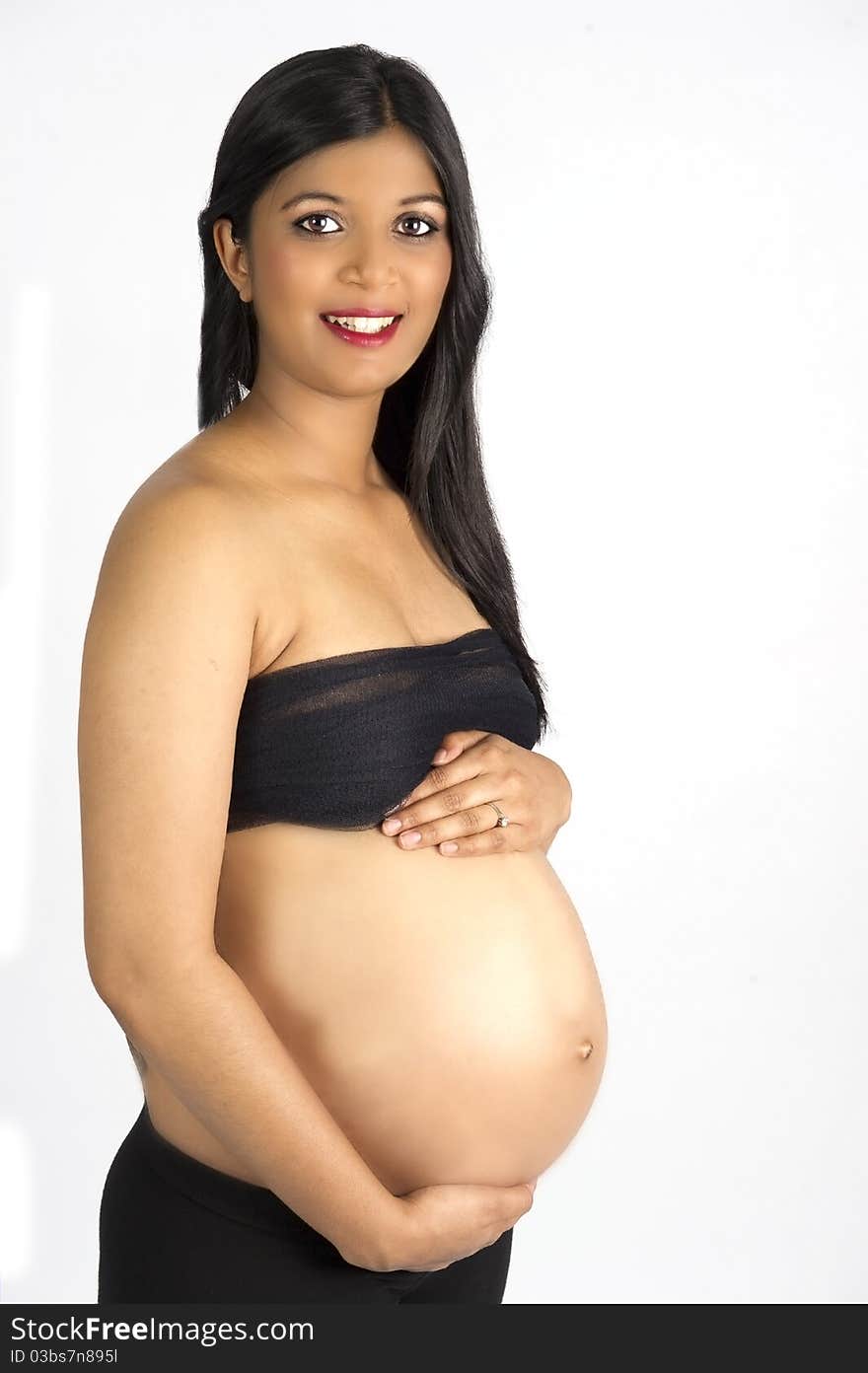 Sexy Beautiful Pregnant Semi Nude Indian Woman In