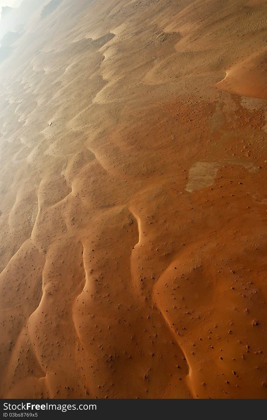 View of the desert from hot air balloon