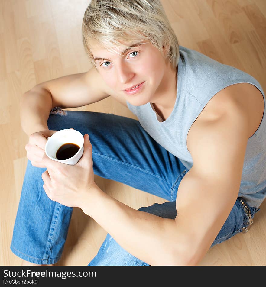 Young man drinking coffee