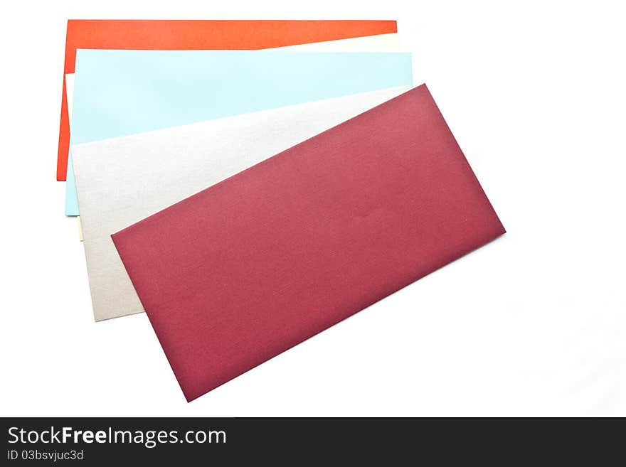 Paper Envelope Multicolored on white background. Paper Envelope Multicolored on white background