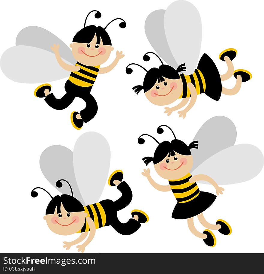 Boys and girls dressed as bees