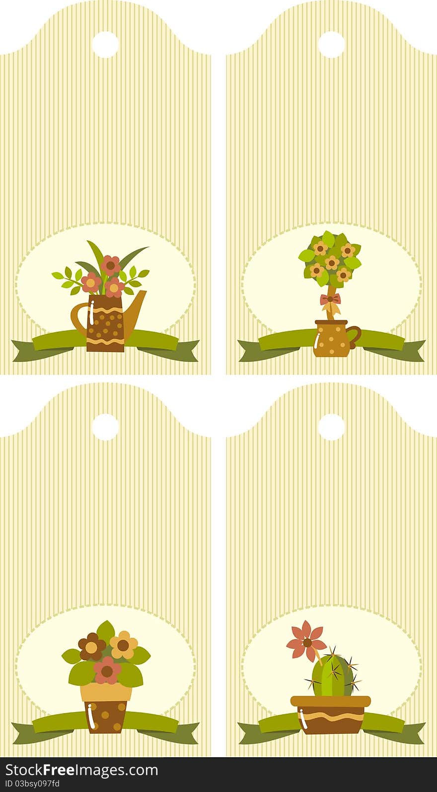 Four tags with house plants