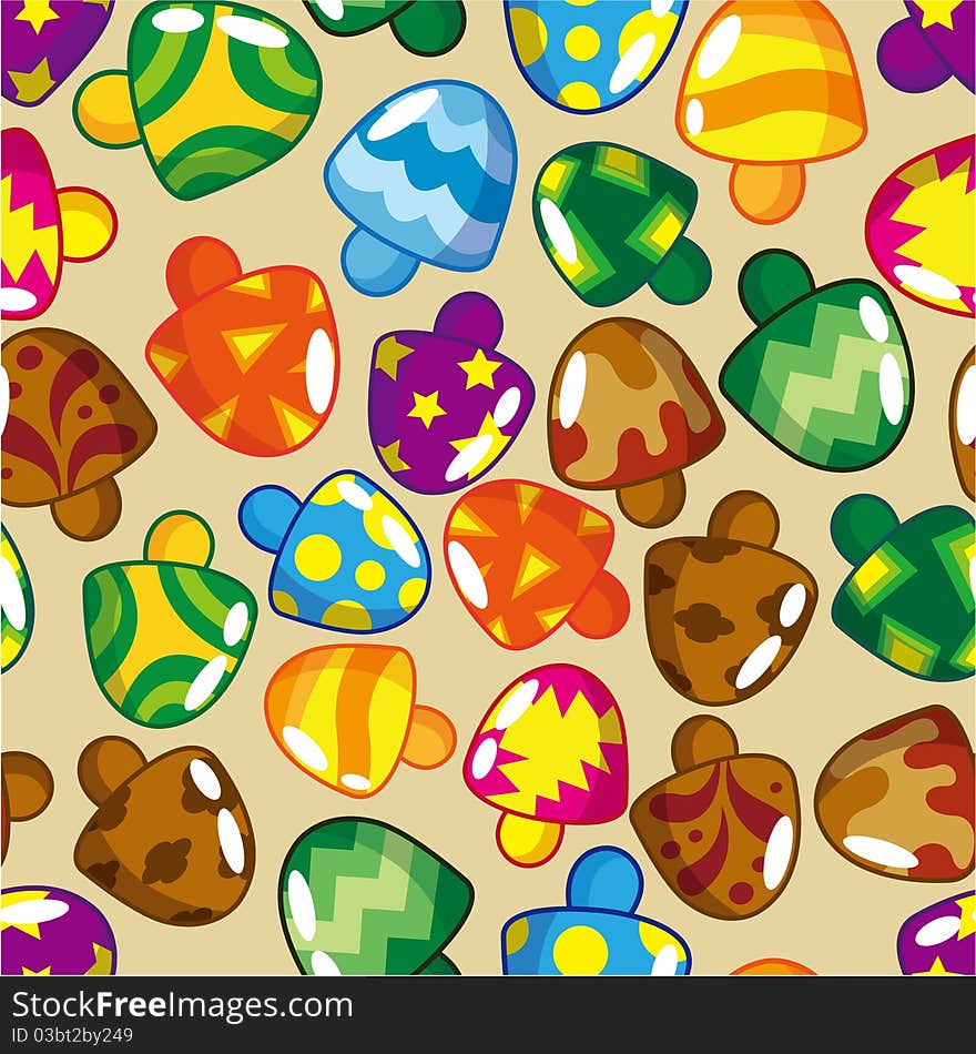 Seamless mushroom pattern, drawing