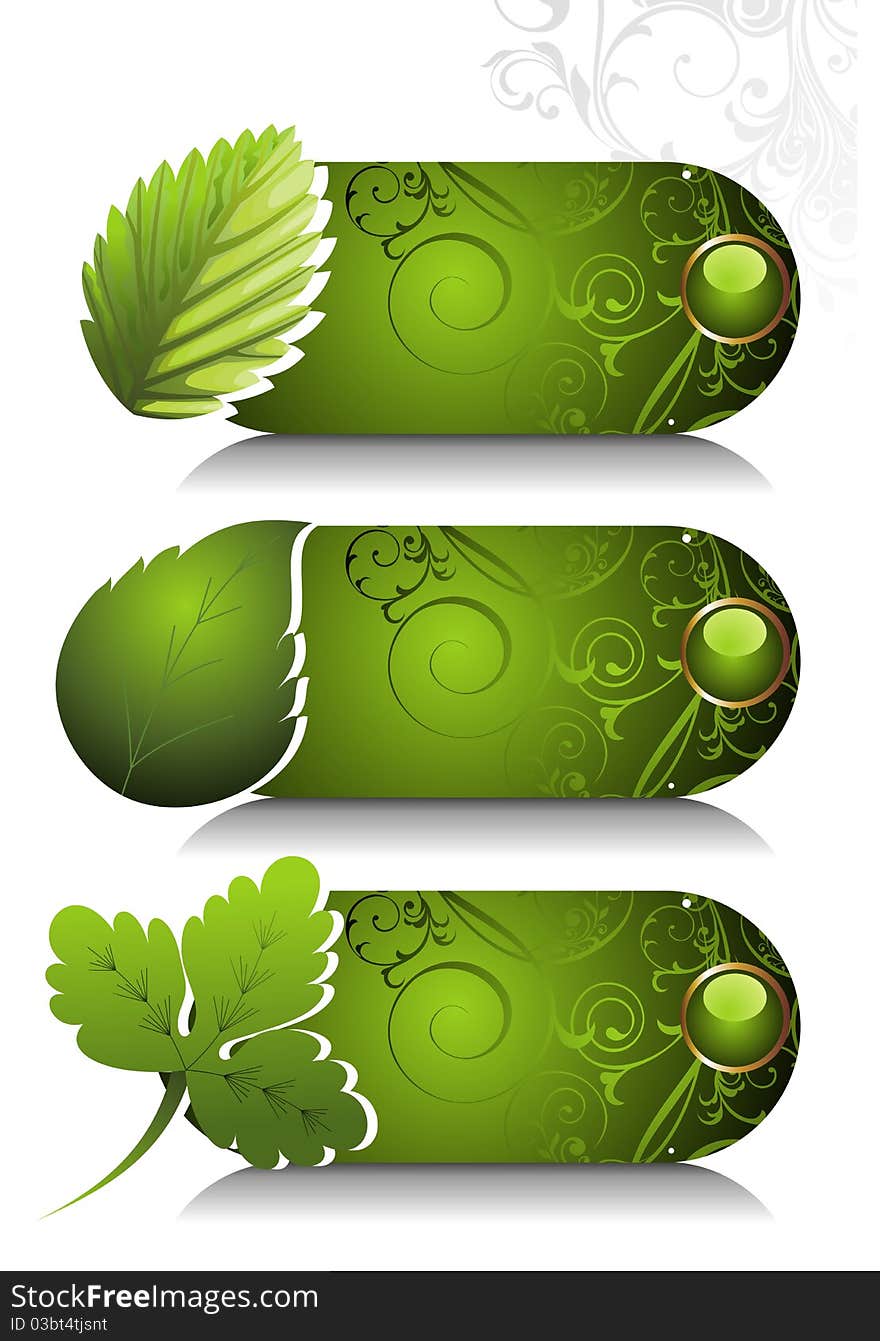 Card design with stylised leaves