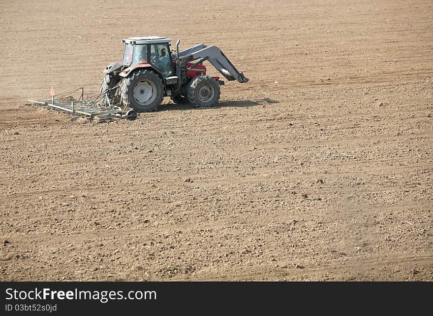 Tractor on field