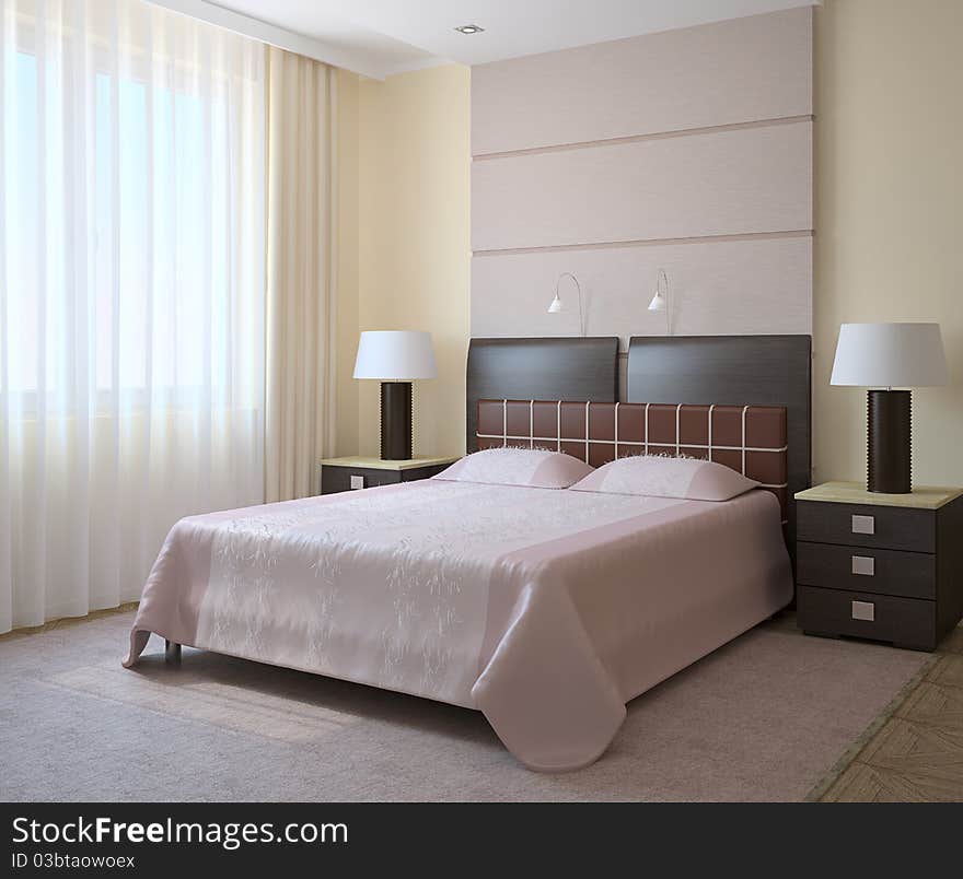 Modern Bedroom Interior.