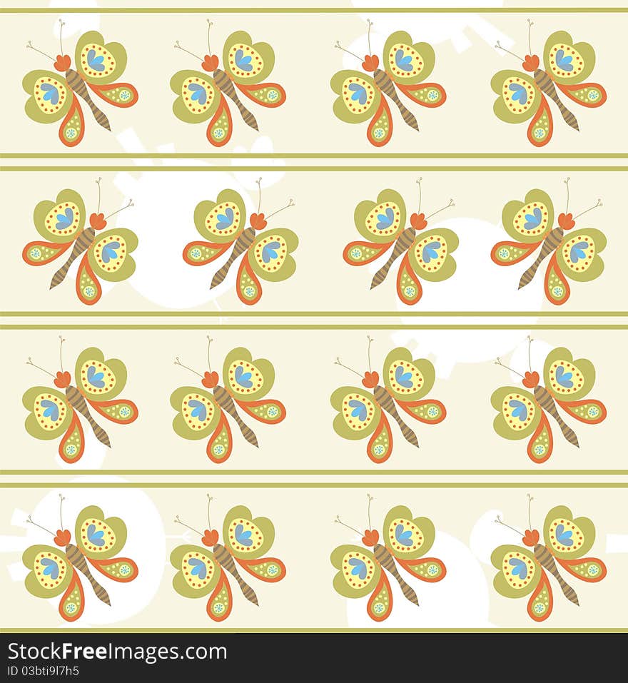 Seamless Pattern With Butterfly