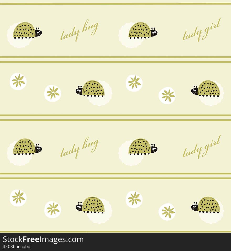 Seamless pattern with ladybug