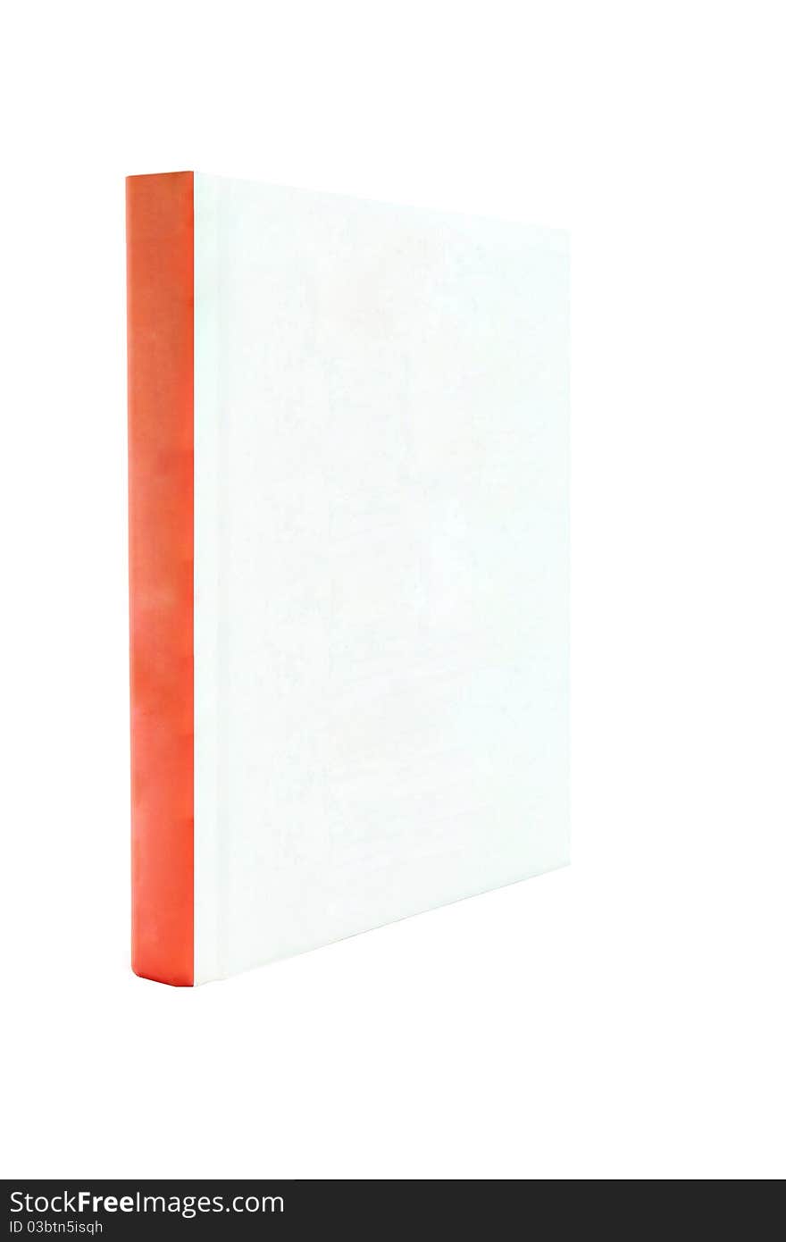 Blank book with white cover on white background.