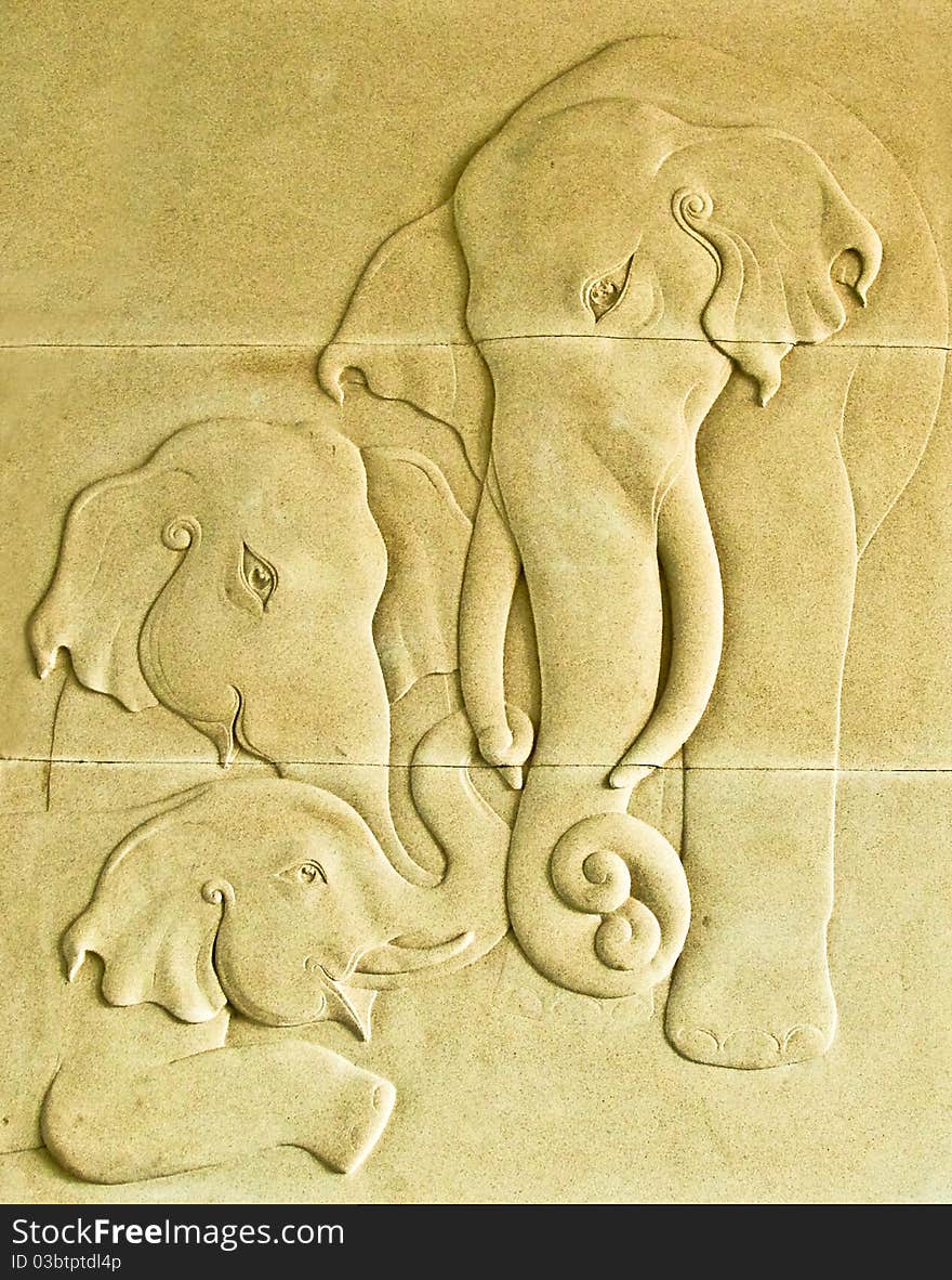 The Sculpture of elephants