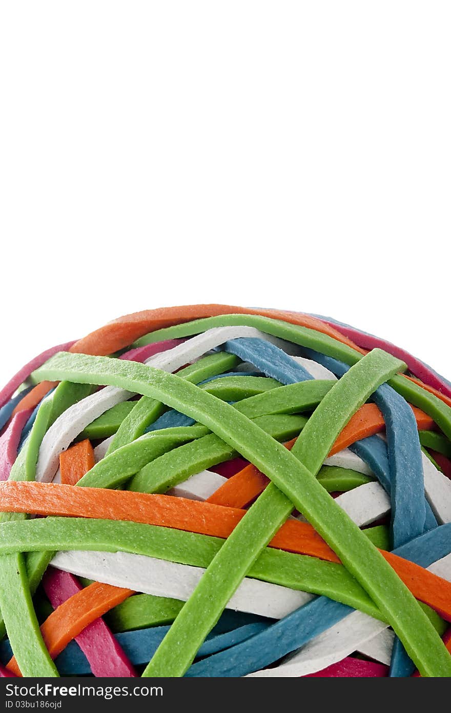 Rubber rings of different colors assembled for easy storage in a bowl. Rubber rings of different colors assembled for easy storage in a bowl.