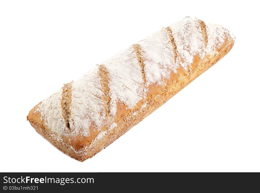 Homemade bread on a white background