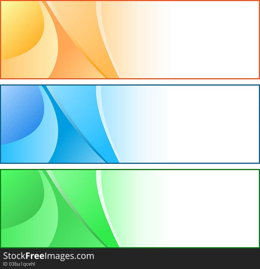 Set of a three color horizontal banners