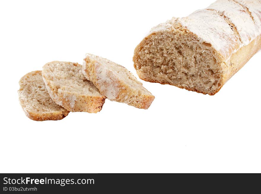 Homemade bread on a white background