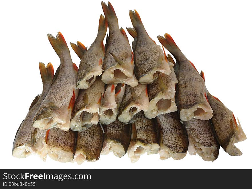 Raw fish on white background