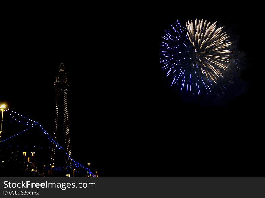 Blackpool firework display, on the north pier