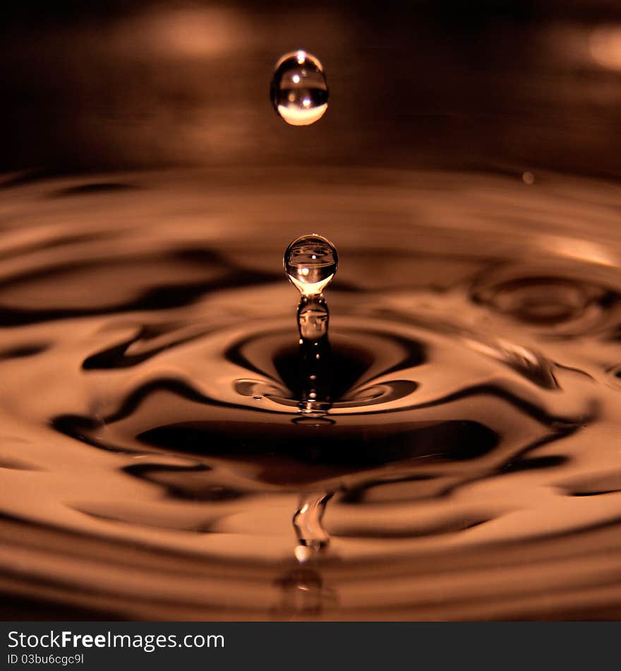 Water droplet creating a ripple