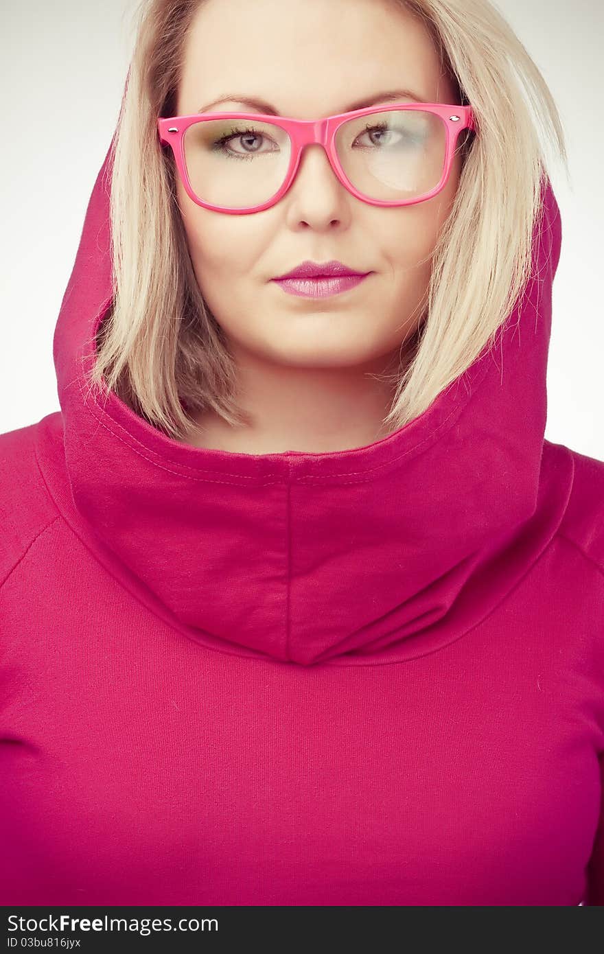 Beautiful girl with pink glasses