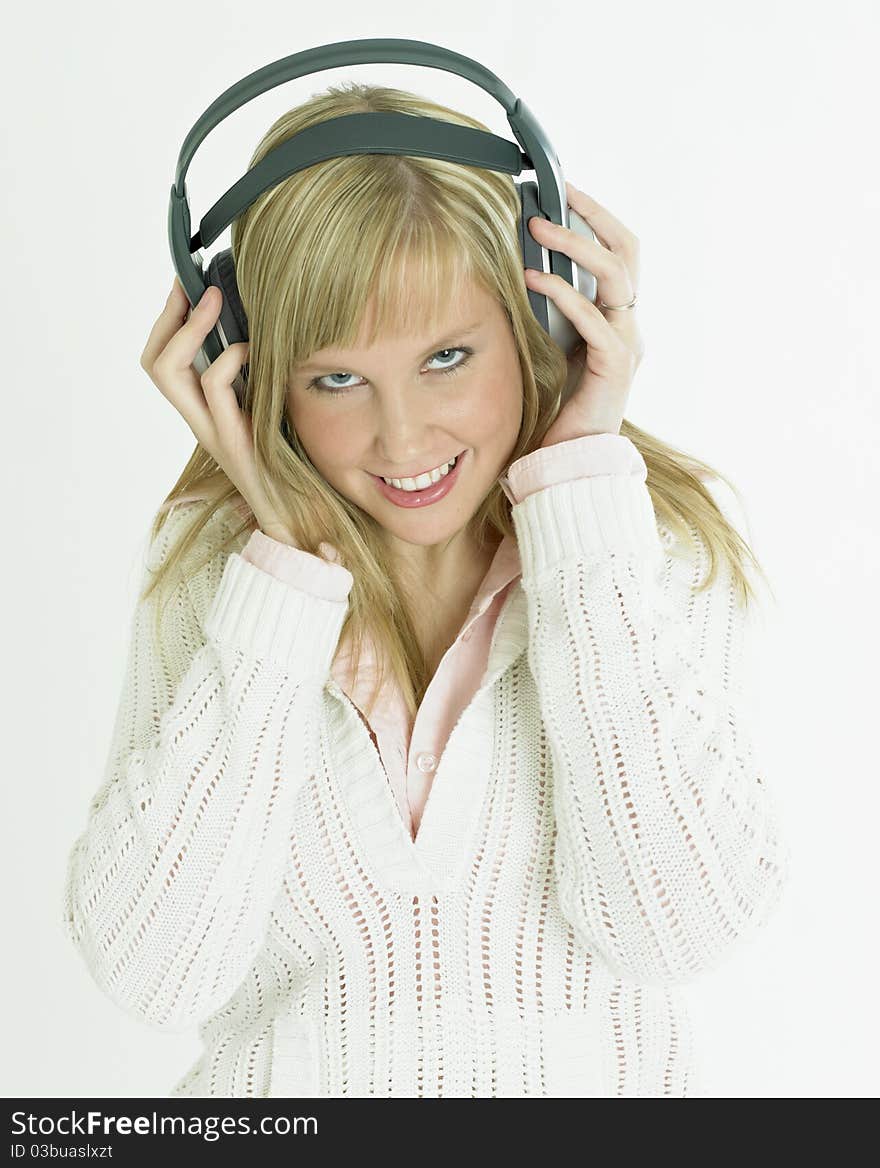 Portrait of young woman with headphones