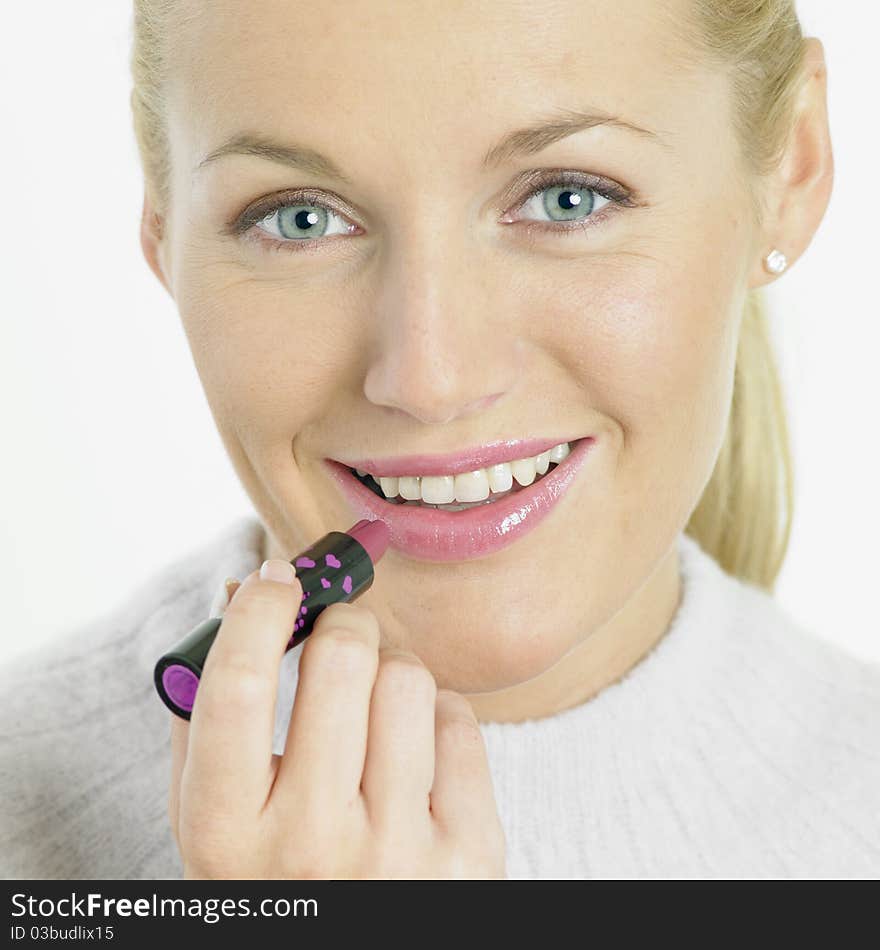 Portrait of young woman with lipstick. Portrait of young woman with lipstick