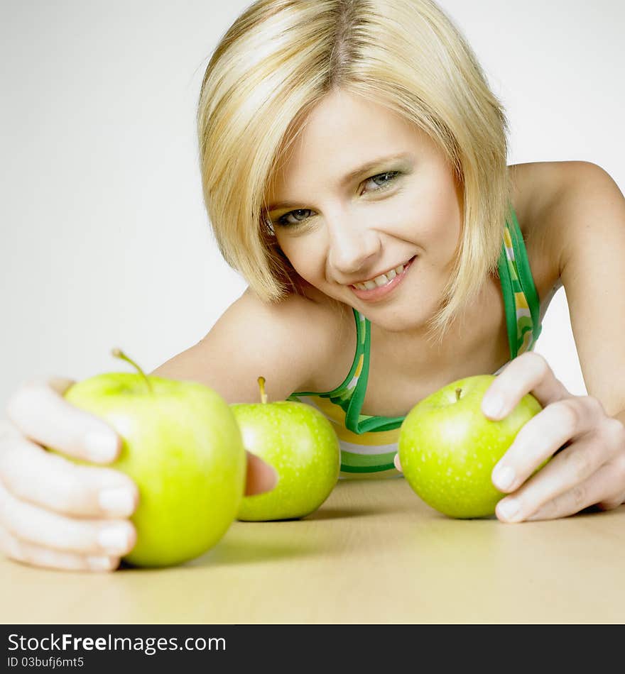 Woman with apples